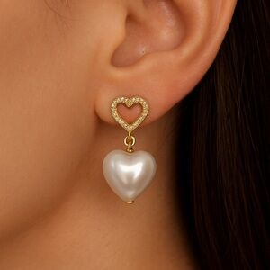 Beautiful Pearl Heart Earrings – Perfect Gift, Brand New